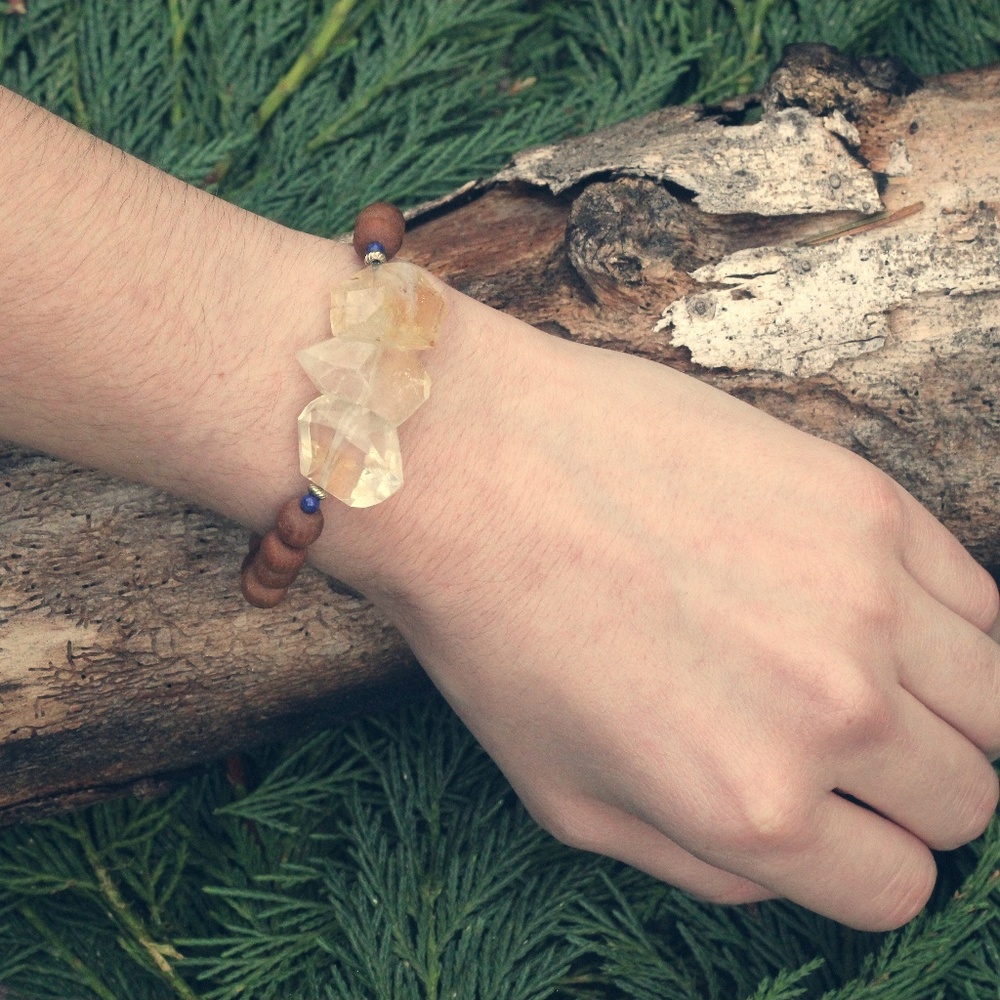 Boho Hippie chic Gemstone Crystal Wooden Bracelet